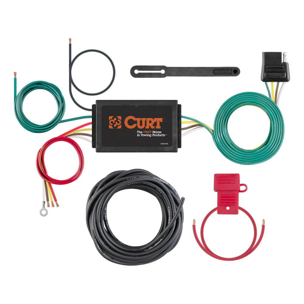 CURT 59190 Powered 3-to-2-Wire Splice-in Trailer Tail Light Converter Kit, 4-Pin Wiring Harness 4 Wire To 3 Wire Tail Light Converter