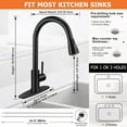 thumbnail image 4 of Matte Black Kitchen Sink Faucet High Arc Stainless Steel Single Handle Kitchen Faucets with Soap Dispenser for Farmhouse Utility Camper Laundry Rv, Pull Down Sprayer & Deck Plate, 4 of 7