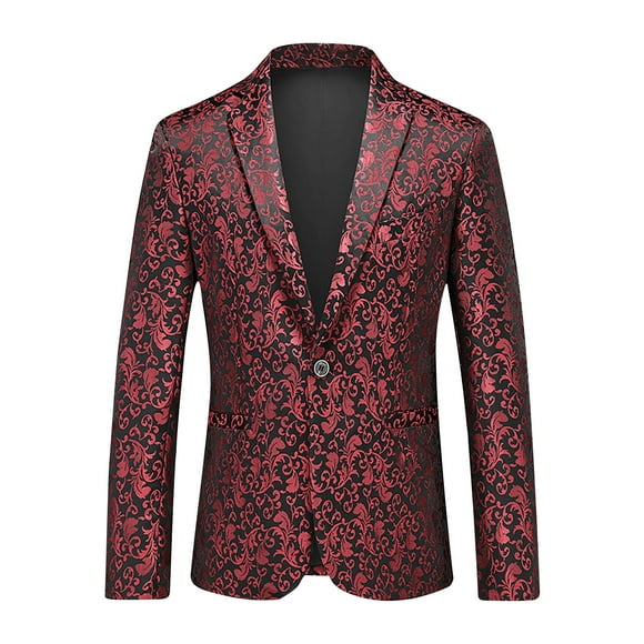 TIMIFIS Red Suits for Men Fashion Dancing Prom Performance Blazer Hot Gold Glossy Button Suit Jacket with Pocket