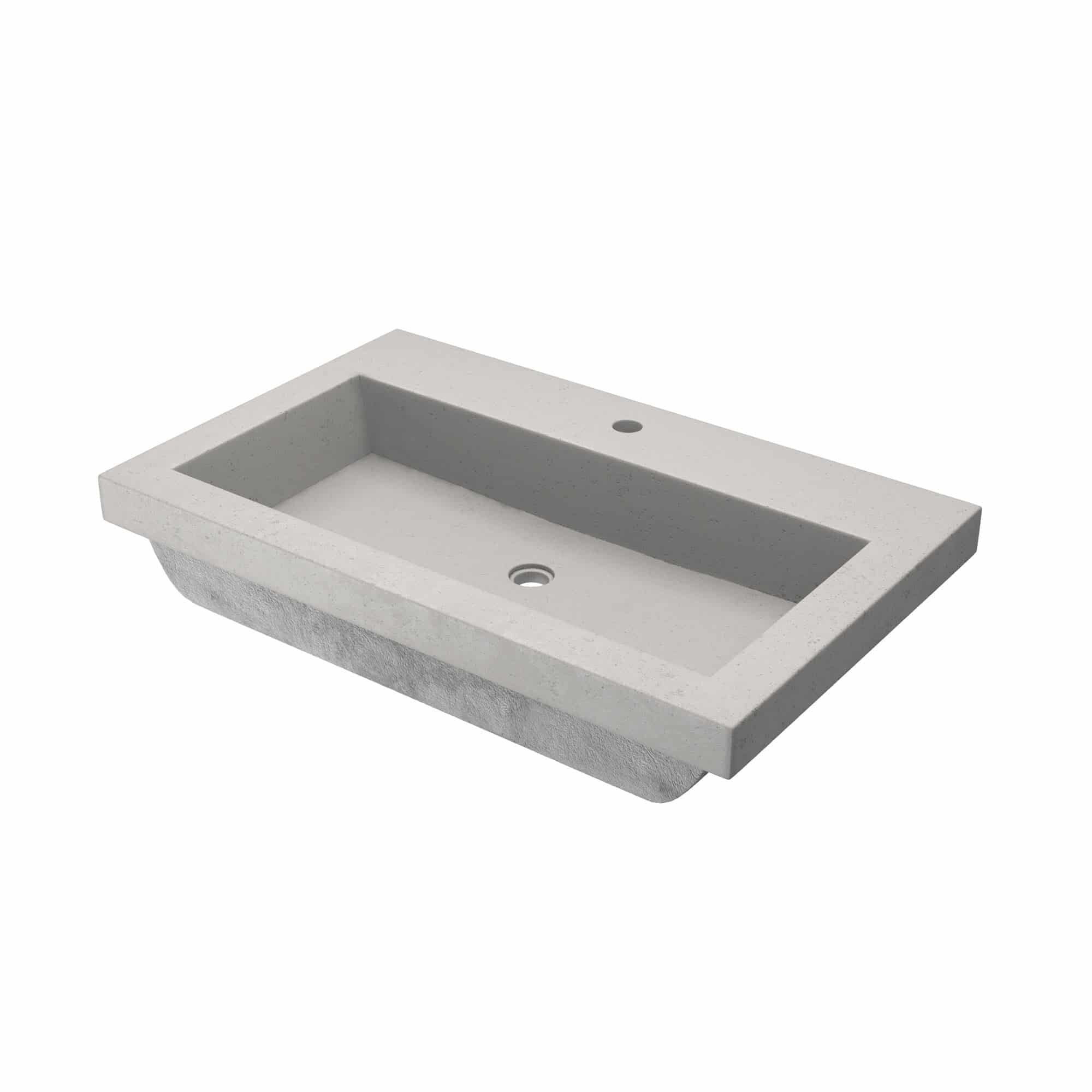 Native Trails NSL3019-A Nativestone 30" Rectangular Concrete Drop In Bathroom Sink - Wood