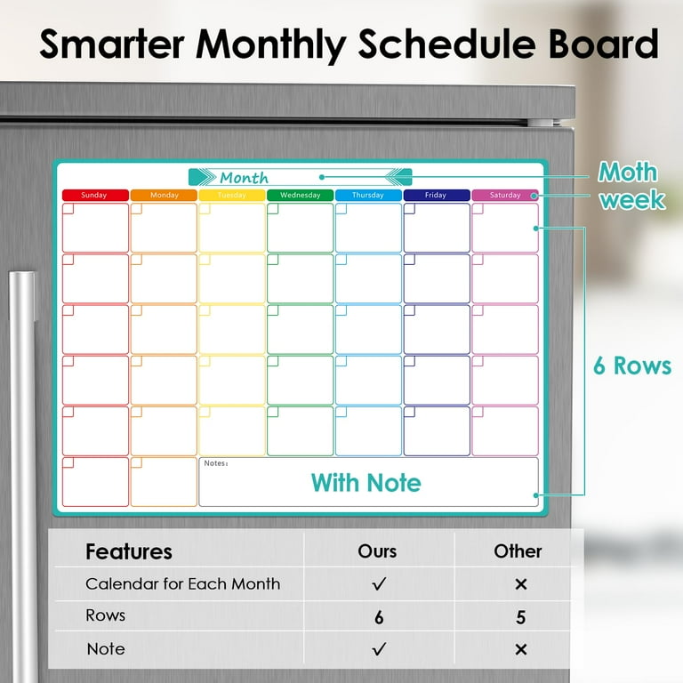 MaxGear Monthly Planner Whiteboard A3 Magnetic Whiteboard for Fridge Dry Erase Calendar Board