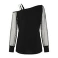 thumbnail image 4 of Baqcunre Valentine'S Day Shirts For Women Love Women's Love Printed Mesh Long Sleeved Patchwork Top(Black S-XXL),Long Sleeve Shirts For Women Graphic Tees Holiday Tops For Women 2023 Womens Tops, 4 of 7
