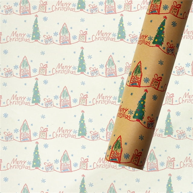 Christmas Printing Kraft Paper Roll Crafts Art Gift Packaging Decorative Paper