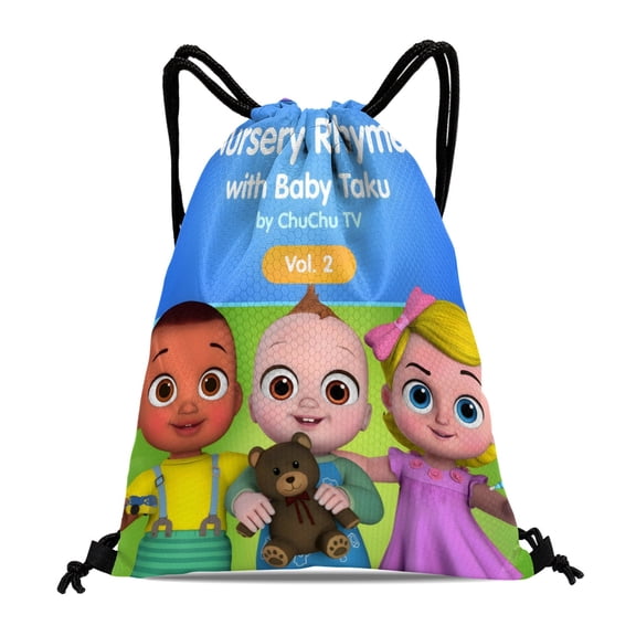 Chu Chu TV-theme Drawstring Backpack Sports Gym Bag Water Resistant String Bag Cinch Bag,12"X16"(30X40cm)