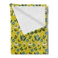 thumbnail image 2 of Floral Soft Flannel Fleece Throw Blanket, Forest Pattern with Flowers and Leaves in Scandinavian Style, Cozy Plush for Indoor and Outdoor Use, 60" x 80", Yellow Azure Blue, by Ambesonne, 2 of 5