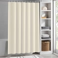 thumbnail image 3 of Cream Fabric Shower Curtain Solid Color Washable Shower Curtains for Bathroom, Waterproof Bath Curtain with Hooks Home Decor 72x72in, 3 of 8