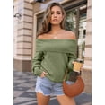 thumbnail image 2 of Womens Off The Shoulder Sweater Oversized Batwing Sleeve Loose Pullover Sweaters Tops, 2 of 13