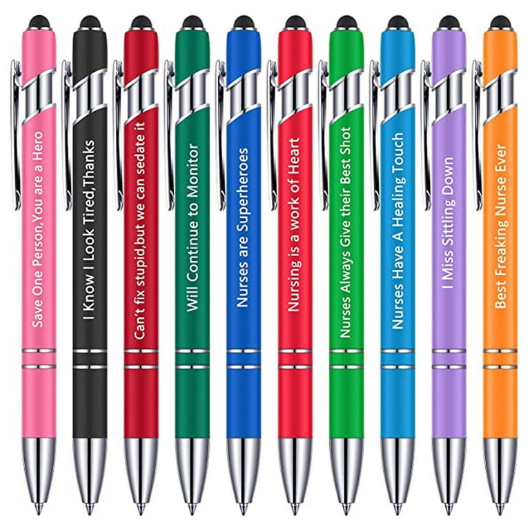 10pcs Funny Pens Set 10pcs Capacitive Pens Set, Metal Push Ballpoint Pen