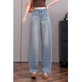 thumbnail image 2 of jeans de Talle Alto Ligeramente Curvos con Forma de Cuchillo para Mujer en Verano, jeans Rectos Holgados en Mezclilla Lavada Azul Claro., 2 of 17