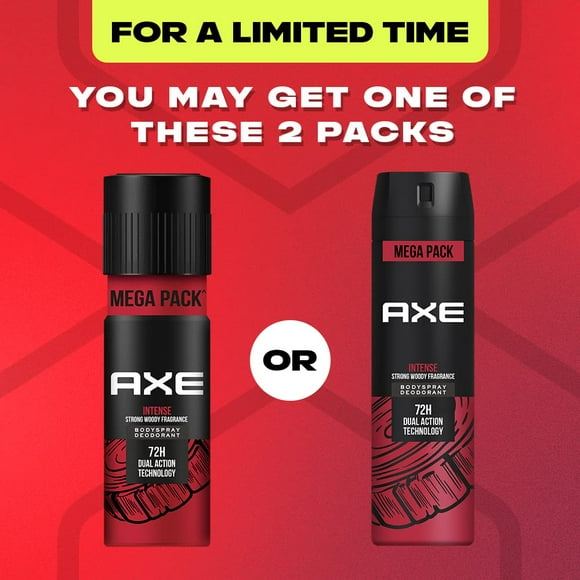 Axe Deodorant Body Spray For Men Pack Of 2 | Intense 215ml, 7.2 Fl.oz. + Signature Intense 154ml, 5.2 Fl.oz. Deodorant | Long Lasting No Gas - 72Hr Dual Action Technology