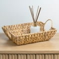 thumbnail image 2 of happimess TRY2000A-3SET Rowan Bohemian Cottage Handwoven Hyacinth Rectangular Decorative Basket Trays with Handles, Natural (Set of 3), 2 of 7