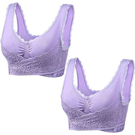 

Women s Bra Full Coverage T-Shirt Bras Cross Side Buckle Lace Bras 2PCS