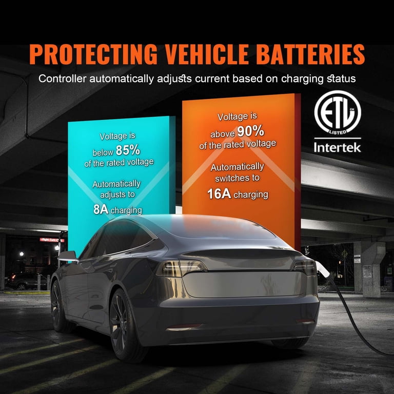 Level 1 Portable EV Charger 16A 240V NEMA 6-20 & 120V NEMA 5-15 Adapter 15ft