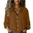 thumbnail image 2 of Xdegoge Linen Shirts for Women Loose Fit Long Sleeve Tshirts Dressy Casual Button Down Shirts Boho Summer Beach Tops Business office Work Blouses Vacation Comfy Tees ofertas Del Dia De Hoy Relampago, 2 of 6