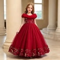 thumbnail image 2 of JAJAHO Girls Sequin Dresses Sparkly Tulle Birthday Princess Party Dress Fuzzy Trim Maxi Ball Gown Flower Girl Dress For Wedding Party Prom 3-12Y, 2 of 9