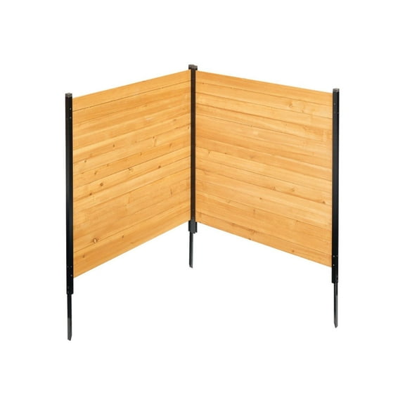 Wood Privacy Fence 2 Panel, 38"W x 42"L, Outdoor AC Cover, Pool Equipment Screen, Solid Wood Garden Fence with Metal Stakes, Easy Install Trash Can Hider