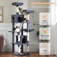 thumbnail image 5 of PEQULTI 71 " Large Cat Tree Tower for Cat with Dual Condos and 6 Scratching Posts Indoor Dark Gray, 5 of 11