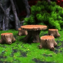 EXHUMKY Mini Tree Stump Decor Fairy Garden Decoration Accessories Brown Resin 1 Set