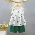 thumbnail image 2 of NOLDARES Infant Toddler Girls Summer Outfits Clothing Two Piece Sleeveless Ruffle Hem Tank Top and Casual Shorts Set(Green,12-18 M), 2 of 4