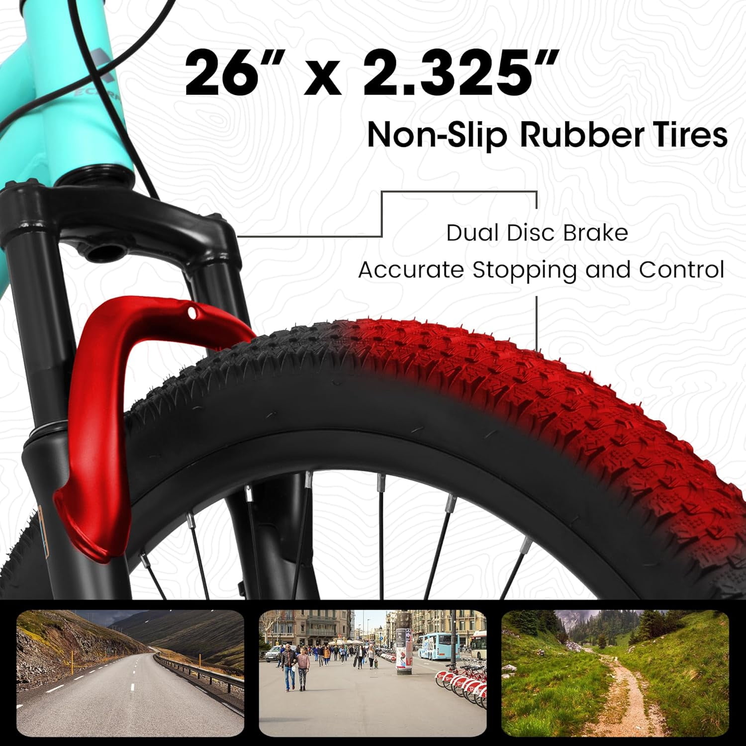 Ambifirner Mountain Bike,26 inch Outdoor Cycling Bike,21-Speed/Dual Full Suspension, Adjustable Ergonomic Seat for Men Women Adult, MTB Bicycle for Adults School Work Summer Camping