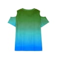 thumbnail image 6 of Efsteb Girls Athletic Shirts Short Sleeve Lightweight Crew Neck Comfy Casual Cold Shoulder Tunic Tops Gradient Print for Daily wear（Blue，9 Years）, 6 of 8