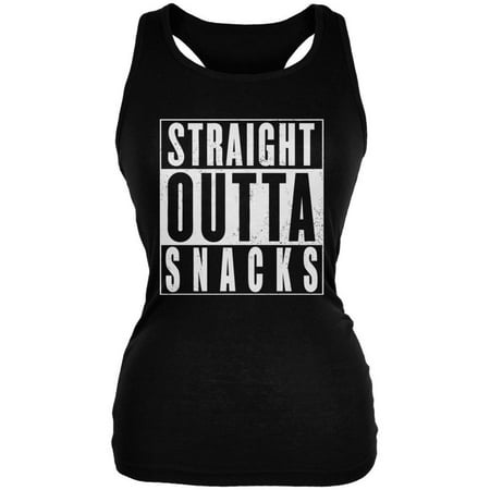 Straight Outta Snacks Black Juniors Soft Tank Top