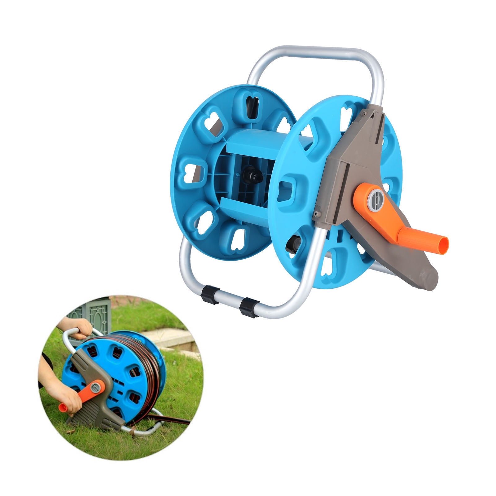 BIMZUC G1/2 Garden Water Hose Reel Rack Hand Push Waterpipe Cart Storage For 30m Pipe Yard Lawn Care (13.0 x 14.6 x 16.9 inches / 33 x 37 x 43 cm)
