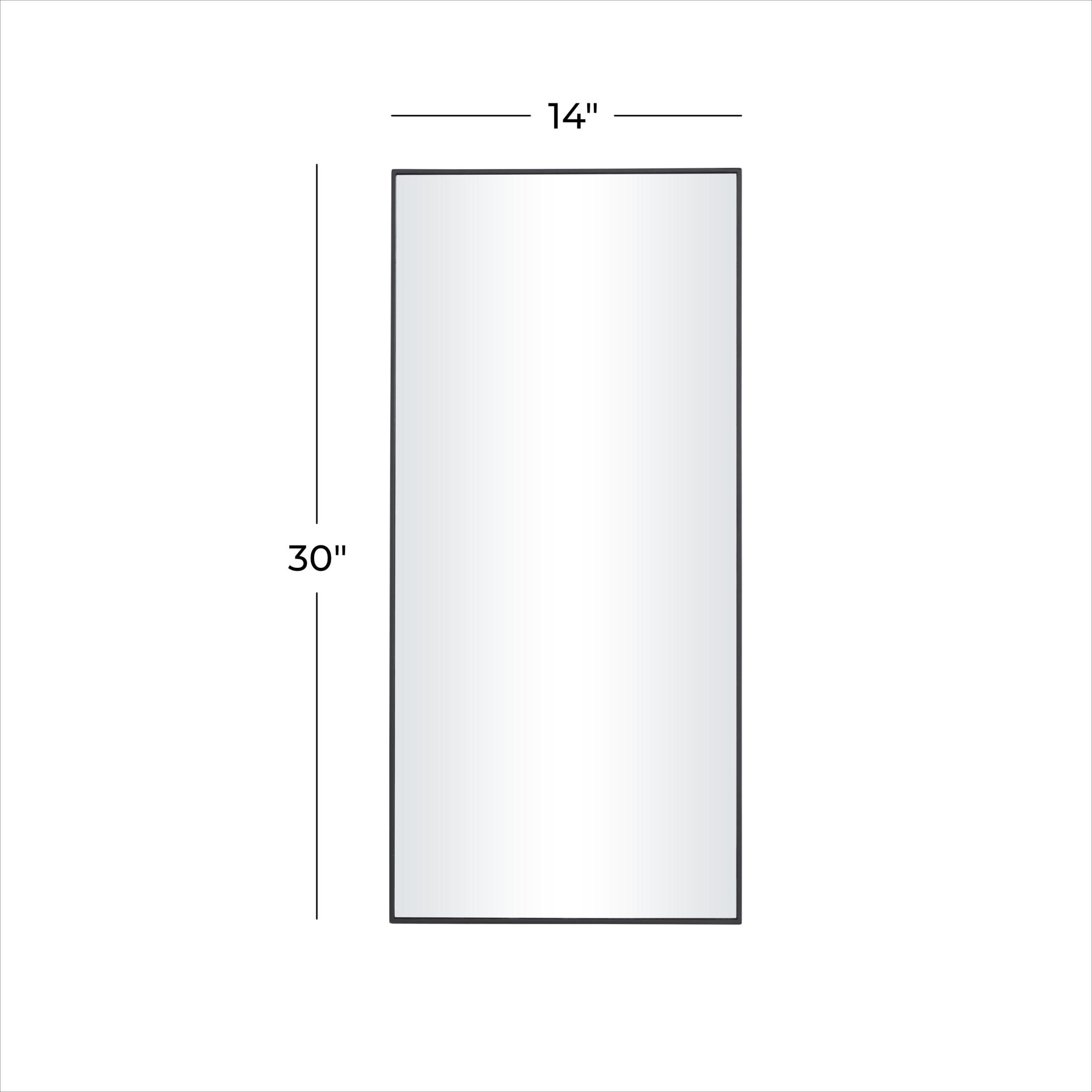 DecMode 14" x 30" Black Wall Mirror with Thin Frame