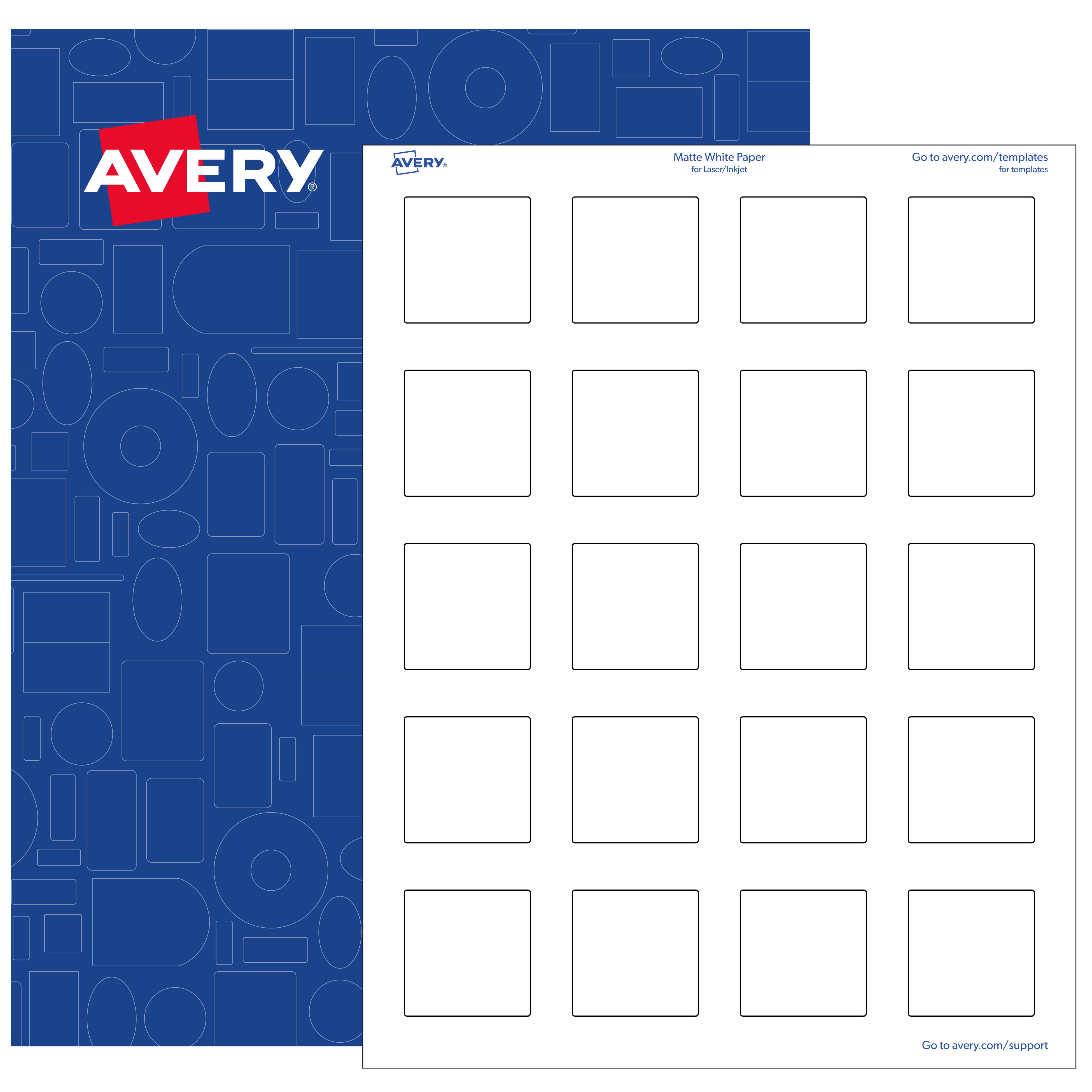 Avery Square Labels, 1.5" x 1.5", White Matte, 2,000 Printable Labels