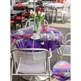 thumbnail image 5 of Outdoor Tablecloths with Umbrella Hole & Zipper, Purple Lavender Round Tablecloth 54 Inch, Spring Country Oil Painting Butterfly Flower Waterproof Table Cloth, Patio/Pool/Picnic Table Covers, 5 of 8