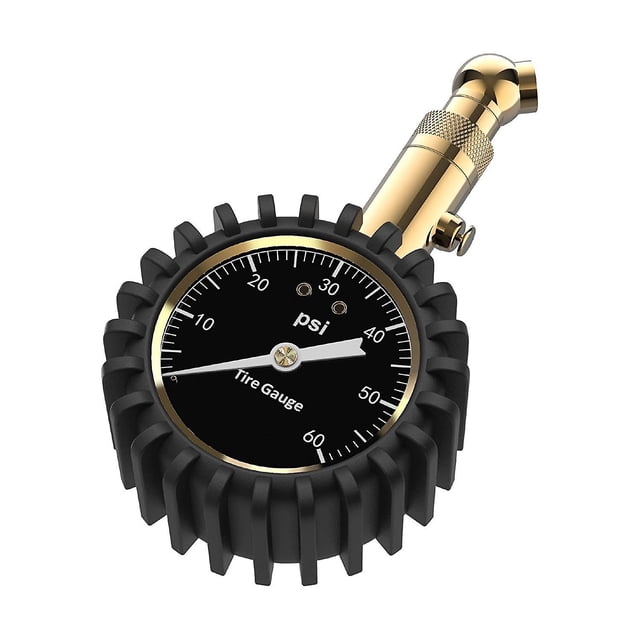 Manómetro de presión de neumáticos (0-60 PSI) para trabajo pesado, con dial incandescente, manómetro de presión baja a alta como se muestra