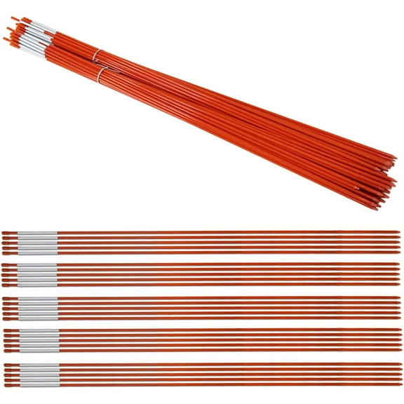 ALL-CARB Driveway Marker Refective 48 inch Snow Stakes Plow Fence Tape Pole Orange 20 Pack