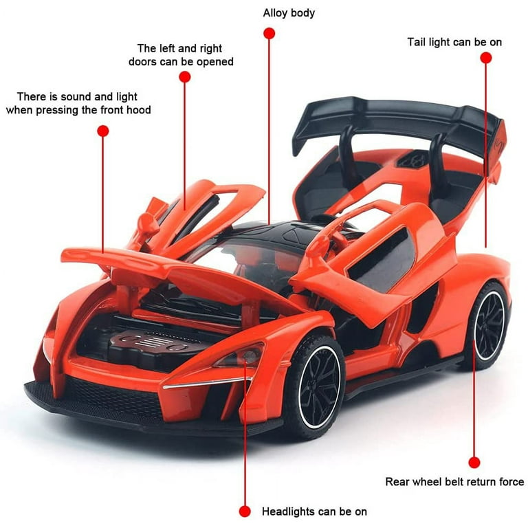 Die casting toy car McLaren Senna sports car model zinc alloy simulation cast back car 1 32 ratio mini electronic super car toy with light and music children s gift orange Walmart