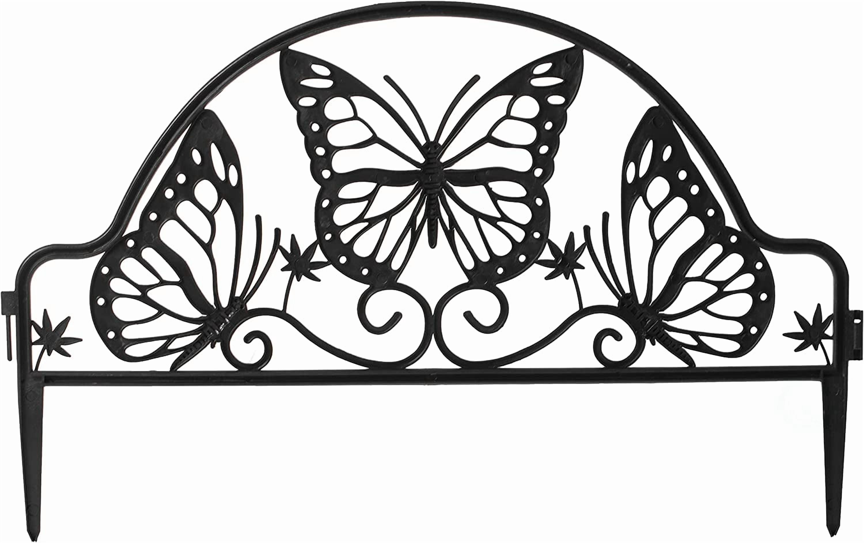 Decorative Butterfly Design Plastic Fence Garden Edging Landscape Border Path Panel, Pack of 6
