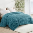 thumbnail image 5 of Whale Flotilla 90"x 90" Queen Size Blanket for Bed with Expanded 3D-Jacquard Pattern, Fuzzy Soft Cozy Exquisite Blankets or All Season, Warm and Fluffy, Slate Blue, 5 of 10