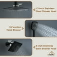 thumbnail image 3 of CASAINC 5-Spray Dual Shower Heads Ceiling Mount Fixed and Handheld Shower Head 2.5 in Matte Black 12 in. Thermostatic, 3 of 8