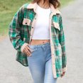 thumbnail image 5 of cocolona Womens Flannel Plaid Shirts Turn-down Collar Long Sleeve Casual Jacket Winter Fleece Warm Outwear Coats with Pockets, 5 of 7
