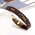 thumbnail image 3 of TIHLMK Bracelets for Men Men's Braided Leather Stainless Steel Cuff Bangle Bracelet Wristband, 3 of 5