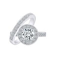 thumbnail image 2 of AFFY 14k White Plated Sterling Silver Center 1ct 6.5mm G-H-I Color Moissanite Halo Engagement Wedding Ring Set 2 Pieces Ring Size-7, 2 of 4