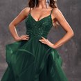 thumbnail image 6 of Wiyuqeen Sparkly Tiered Lace Prom Dresses Long Mermaid Wedding Guest Dress Formal Spaghetti Dtrap Evening Gown with Slit Elegant Sleeveless V Neck Party Dress, 6 of 8