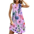 thumbnail image 5 of VBTAPA Summer Dresses for Women Boho Floral Print Sleeveless Keyhole Midi Dress Plus Size Casual Beach Sundresses Loose Flowy Tunic Dress Pink XXL, 5 of 9
