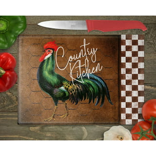 German Langshan Chicken Christmas Glass Cutting Board Large, Teal, 12Hx15W  - Kroger