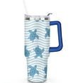 thumbnail image 2 of 40oz Cute Ocean Life Turtle Stainless Steel Flip Straw Tumbler Spill Proof Travel Cup Double Wall Vacuum Insulated Coffee Mug with Top Handle, 2 of 6