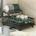 thumbnail image 2 of Adjustable Dish Drying Rack & Drainboard Organizer for Kitchen Plates, Over Sink Countertop, Cutlery Storage with Drain Rac, 2 of 9