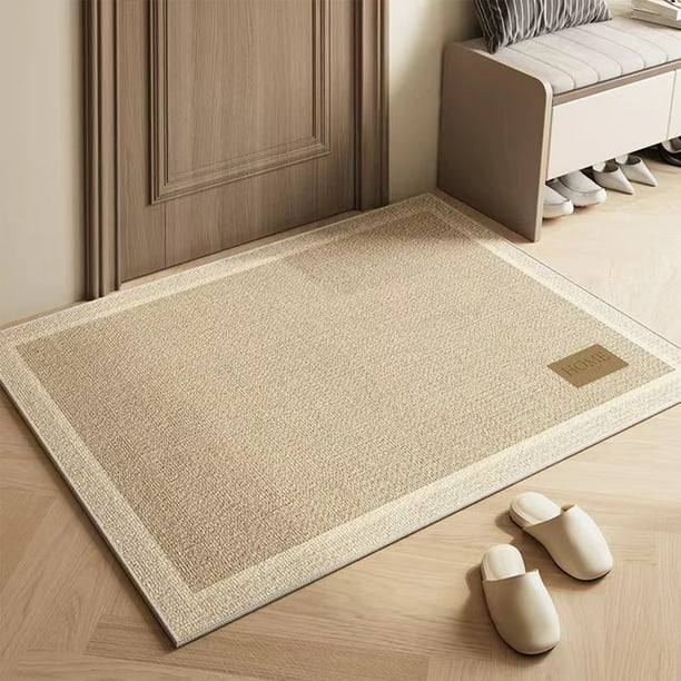 Alfombra de poliéster a rayas de 60 x 40 cm | Suave y cómoda para salón | Alfombra beige para dormitorio, balcón y pasillo | Alfombra decorativa antideslizante y duradera