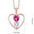 thumbnail image 2 of 18K Rose Gold Plated Silver Pink Created Sapphire Sky Blue Aquamarine and Created Sapphire Pendant Necklace for Women (0.86 Cttw, Gemstone Birthstone, Heart 5MM and 4MM, with 18 inch Silver Chain), 2 of 3