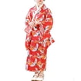 thumbnail image 3 of FINALGANG Girls Kids Floral Print Kimono Traditional Wide Sleeve Satin Robe With Obi Belt For Party Daily Wear Lovely Dress, 3 of 5