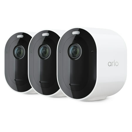 Restored Arlo VMC4350P-100NAR Pro 4 Spotlight Camera 3 Pack Wireless Security, 2K Video, White (Refurbished)