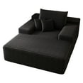 thumbnail image 7 of MAYEERTY 68"×51" Chaise Lounge Black Plush Faux Fur Oversized Sofa Bed Living Room, 7 of 7