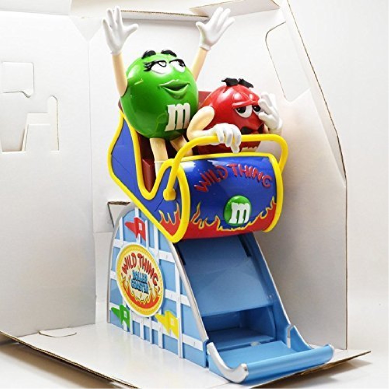 m & m's wild thing roller coaster dispenser red & green m & m's "wild